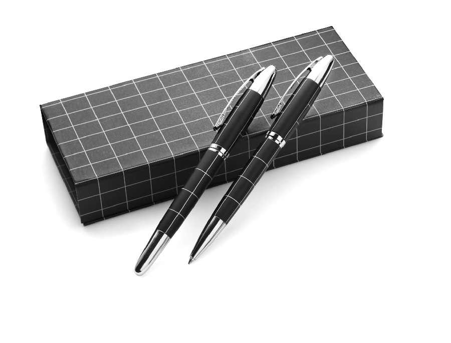 Zestaw piśmienny, długopis i pióro kulkowe V1420-03 czarny