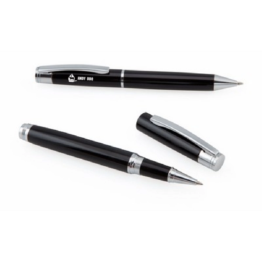 Zestaw piśmienny, długopis i pióro kulkowe V1486-03 czarny