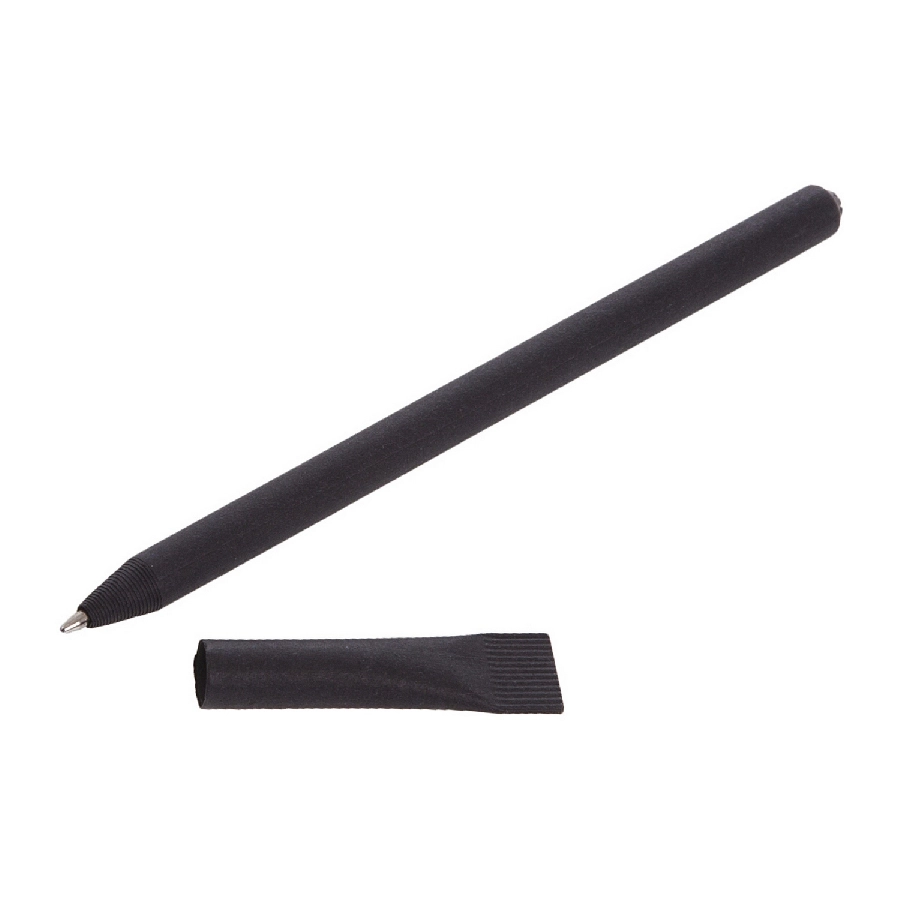 Długopis ze zrolowanego papieru z zatyczką | Debra V1630-03 czarny