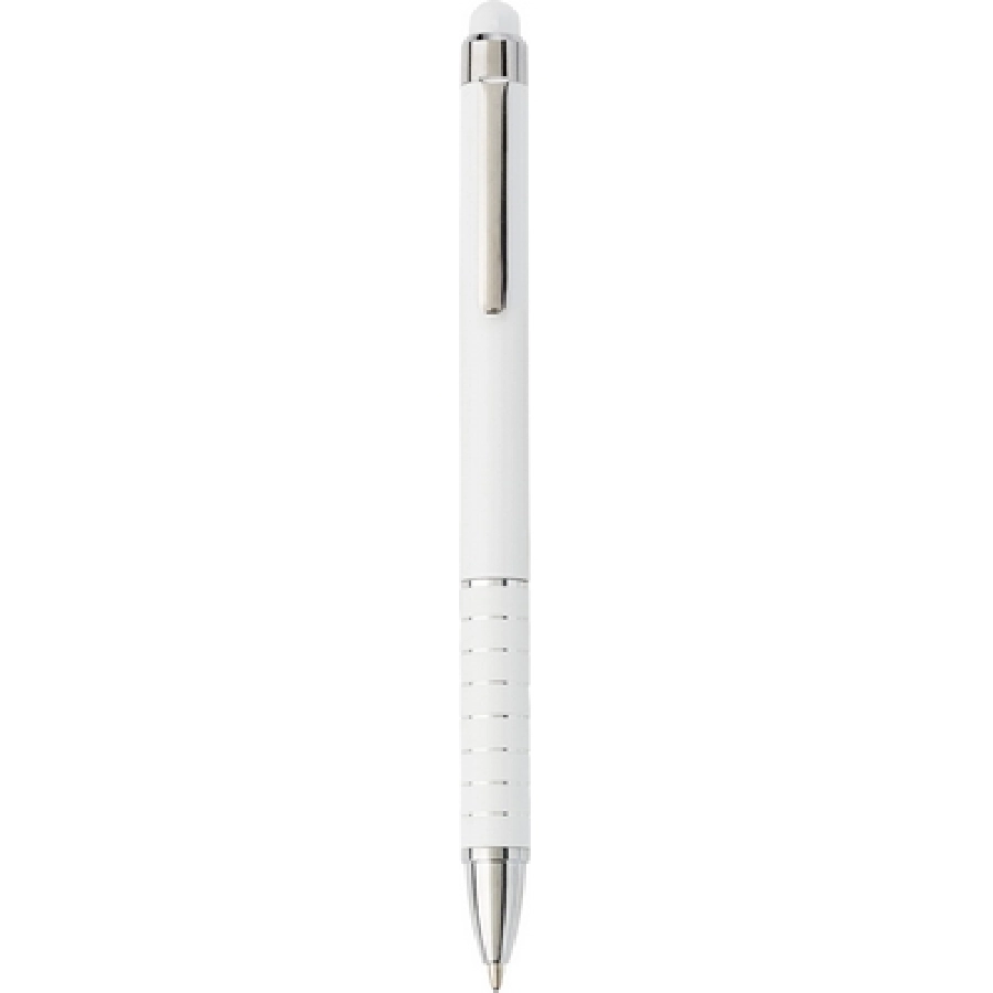 Długopis ze srebrnym wzorem, touch pen V1638-02 biały