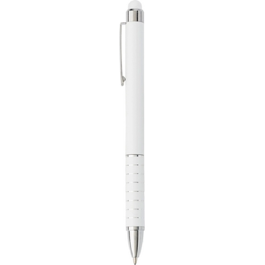 Długopis ze srebrnym wzorem, touch pen V1638-02 biały