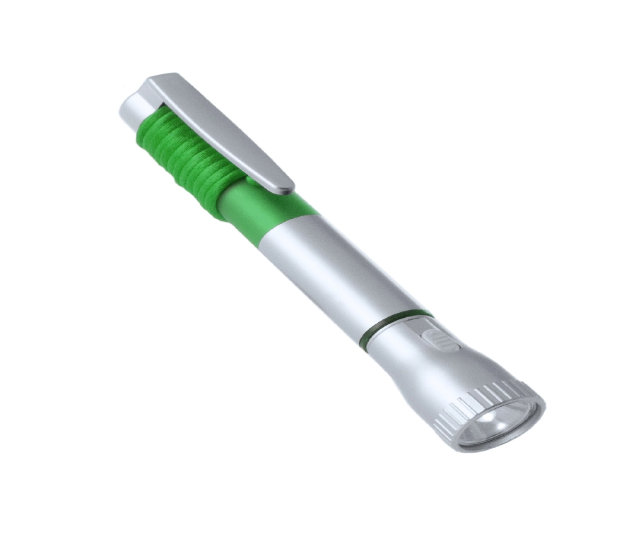 Latarka 2 LED, długopis V1654-06 zielony