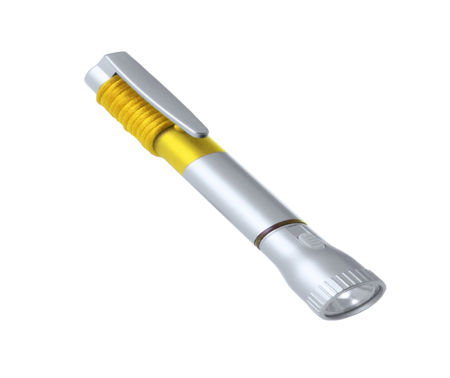 Latarka 2 LED, długopis V1654-08 żółty