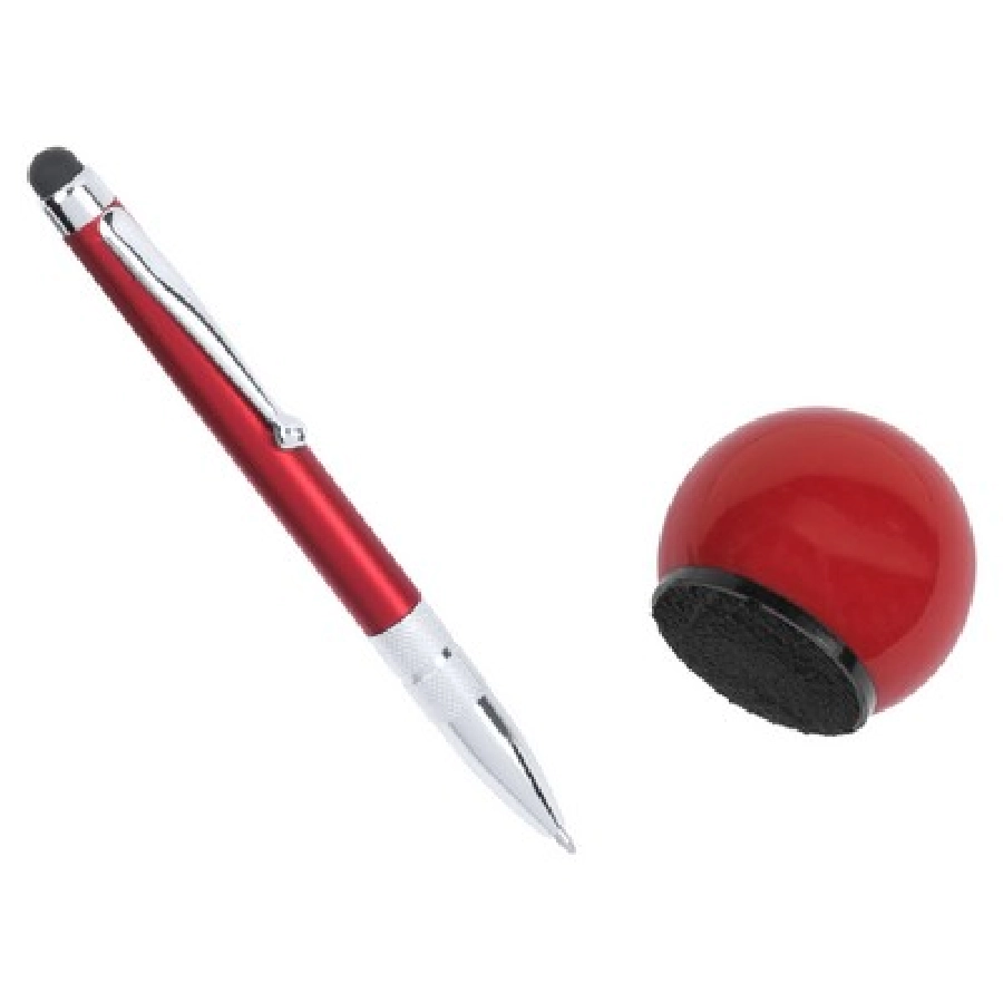 Długopis, touch pen, czyścik do ekranu V1661-05 czerwony