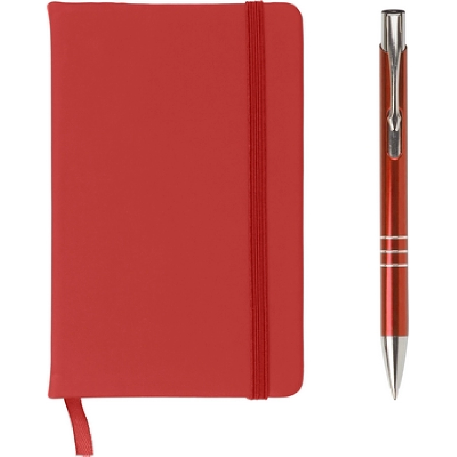 Zestaw upominkowy, notatnik ok. A6 i długopis V1669-05 czerwony
