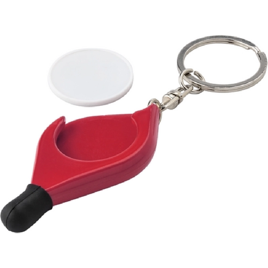 Brelok do kluczy, touch pen, z żetonem V1685-05 czerwony