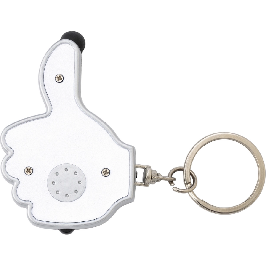Brelok do kluczy kciuk, lampka LED, touch pen V1686-02 biały