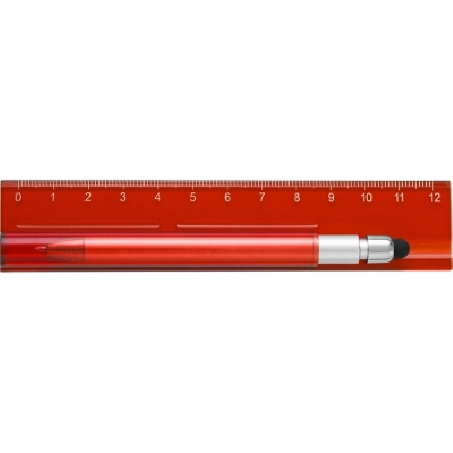 Linijka, długopis, touch pen V1724-05 czerwony