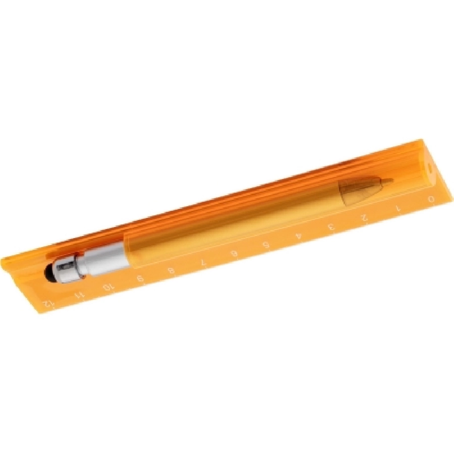 Linijka, długopis, touch pen V1724-07 pomarańczowy