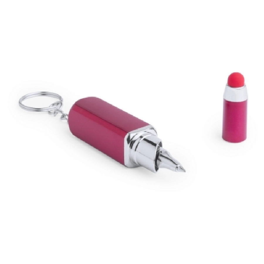 Brelok do kluczy pomadka, długopis, touch pen V1736-05 czerwony