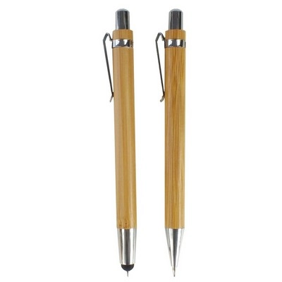 Zestaw piśmienny, bambusowy długopis i ołówek mechaniczny V1775-17 drewno