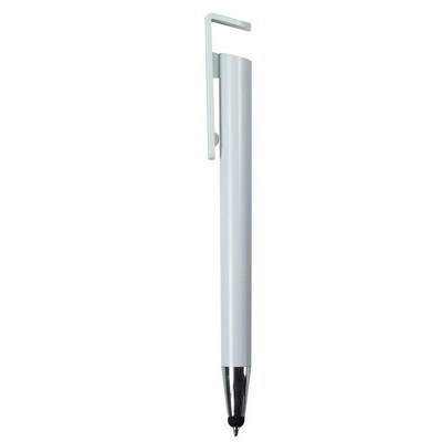 Długopis, touch pen, stojak na telefon V1777-02 biały