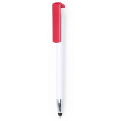 Długopis, touch pen, stojak na telefon V1777-05 czerwony