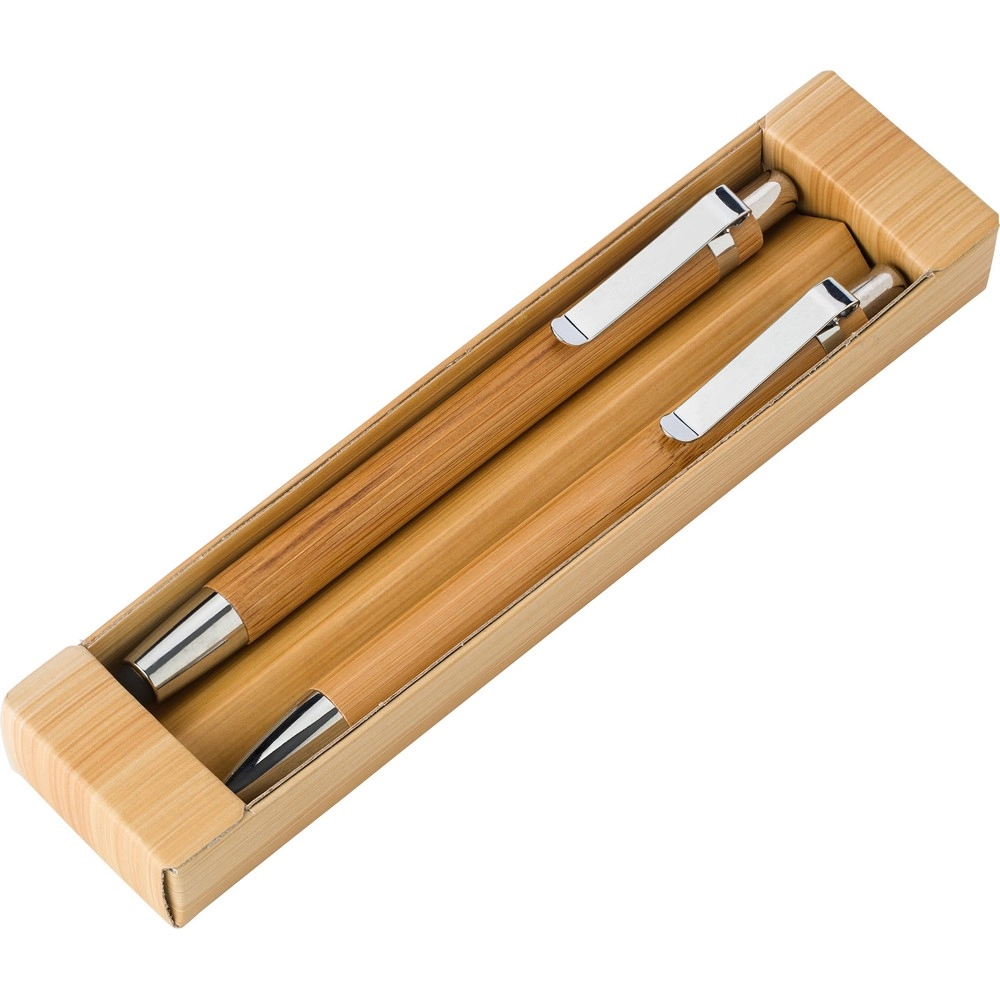 Bambusowy zestaw piśmienny, długopis touch pen i ołówek mechaniczny V1803-16 brązowy