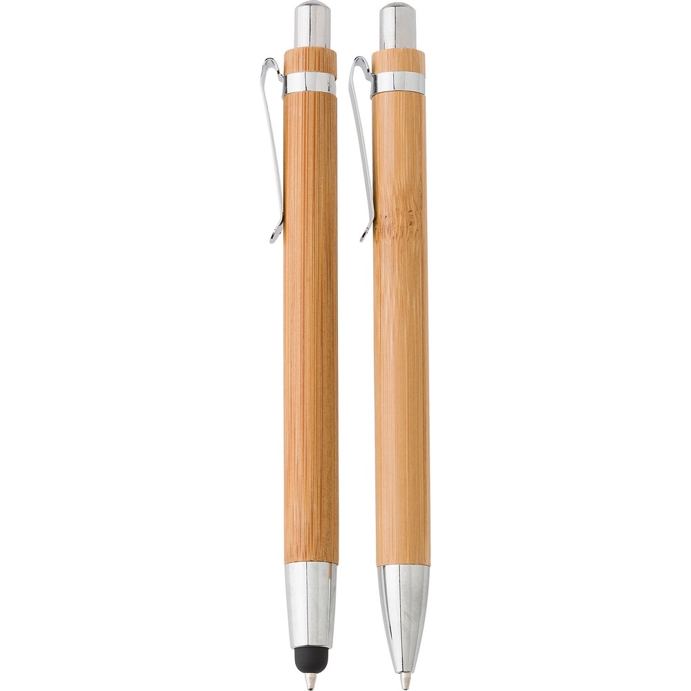Bambusowy zestaw piśmienny, długopis touch pen i ołówek mechaniczny V1803-16 brązowy