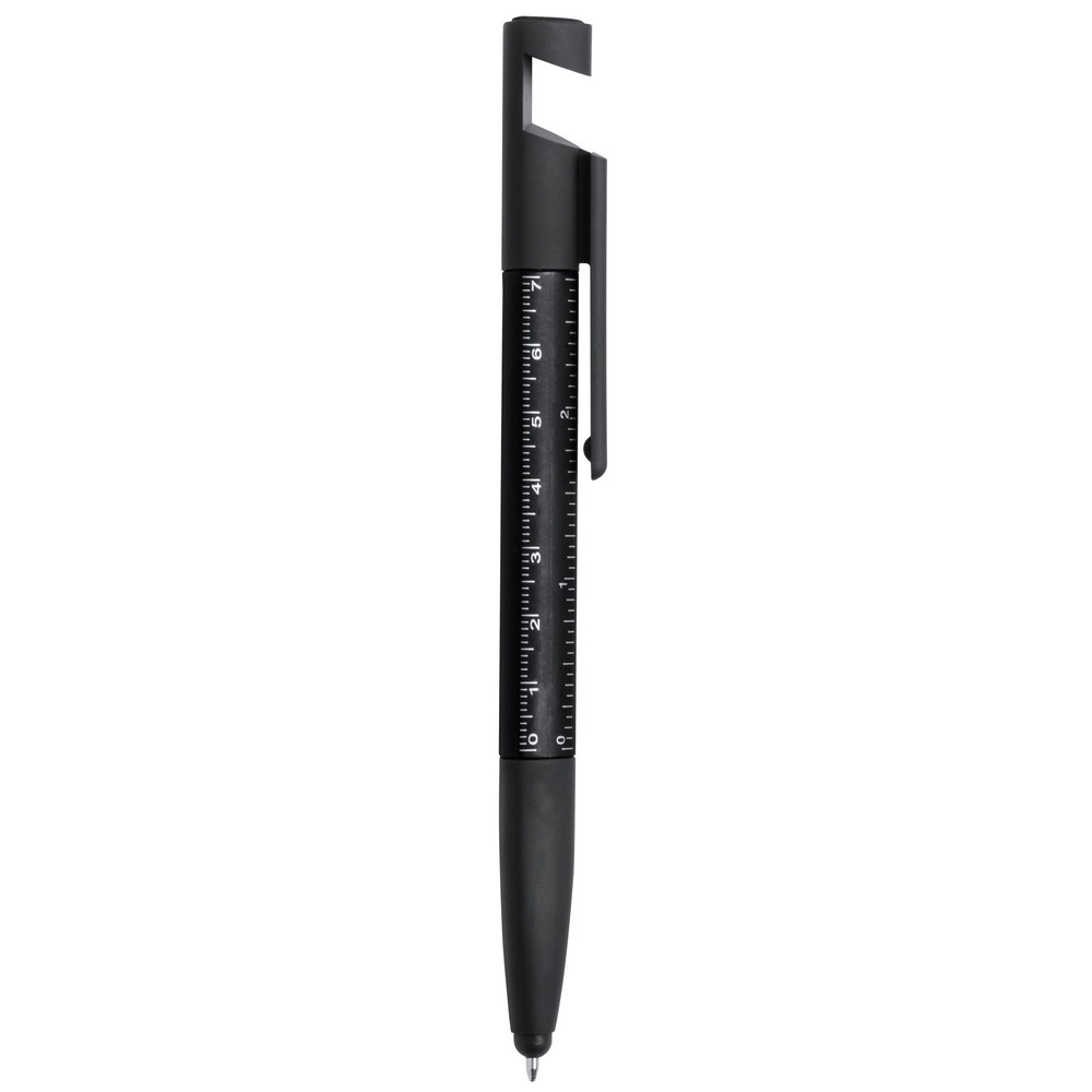 Długopis wielofunkcyjny, czyścik do ekranu, linijka, stojak na telefon, touch pen, śrubokręty V1849-03 czarny