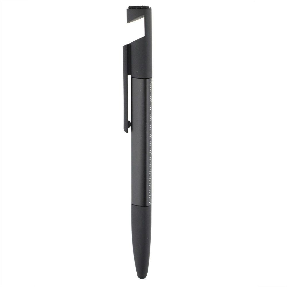 Długopis wielofunkcyjny, czyścik do ekranu, linijka, stojak na telefon, touch pen, śrubokręty V1849-03 czarny