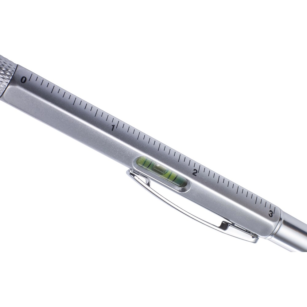 Długopis wielofunkcyjny, touch pen, linijka, poziomica V1919-32 srebrny
