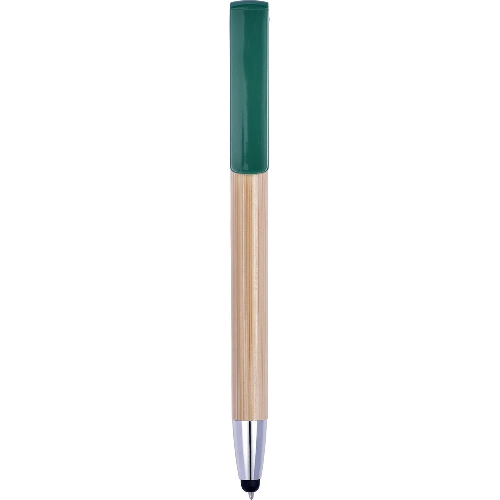 Bambusowy długopis, touch pen, stojak na telefon V1929-06 zielony