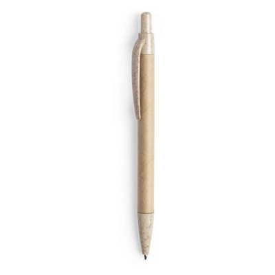 Długopis z kartonu z recyklingu, elementy ze słomy pszenicznej V1958-00 neutralny