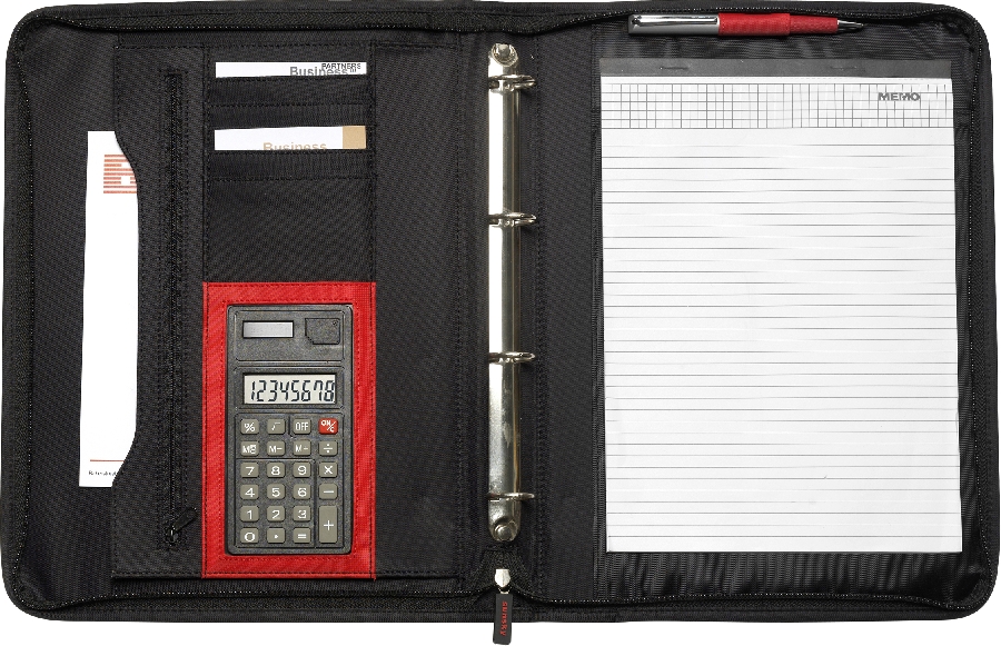 Teczka konferencyjna A4 z notatnikiem  i kalkulatorem V2400-03 czarny