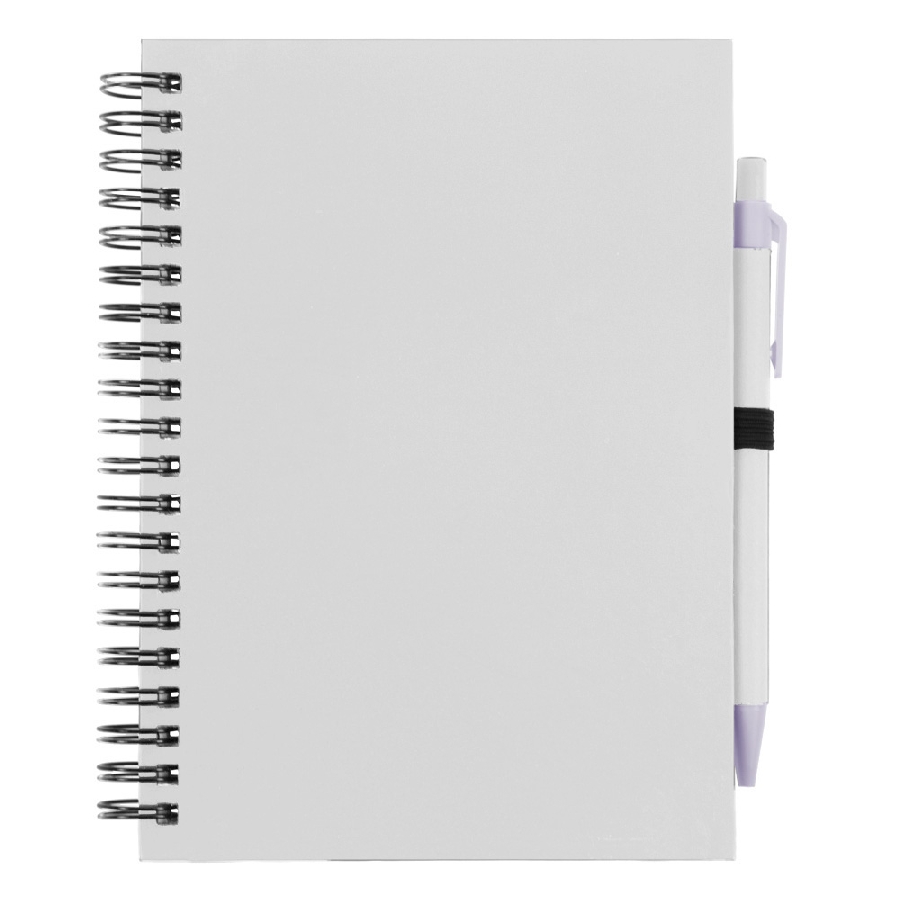 Notatnik ok. A5 z kartonu z recyklingu, długopis V2795-02 biały