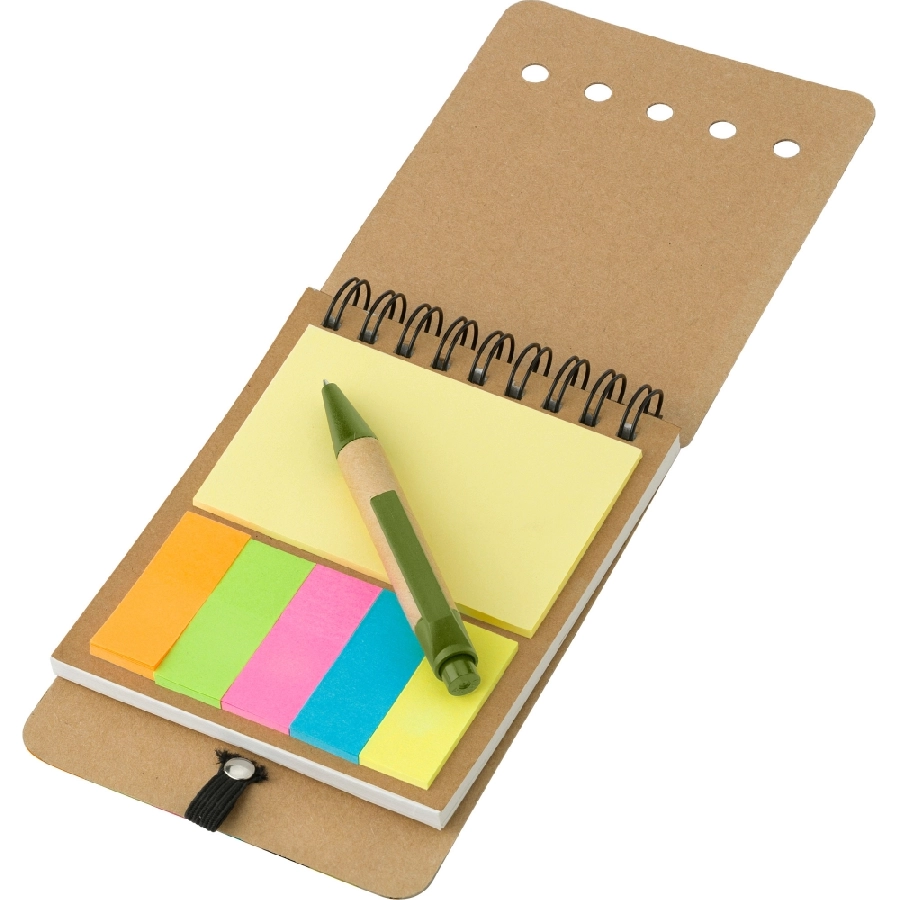 Zestaw do notatek, notatnik ok. A6, karteczki samoprzylepne, długopis V2816-10 zielony