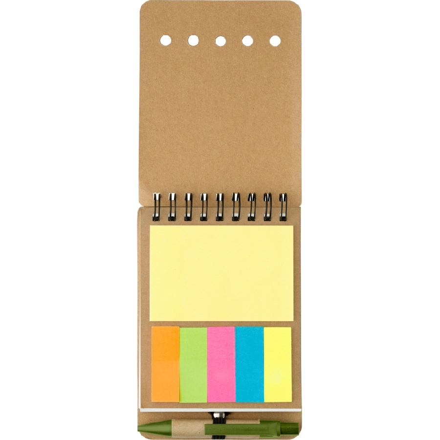 Zestaw do notatek, notatnik ok. A6, karteczki samoprzylepne, długopis V2816-10 zielony