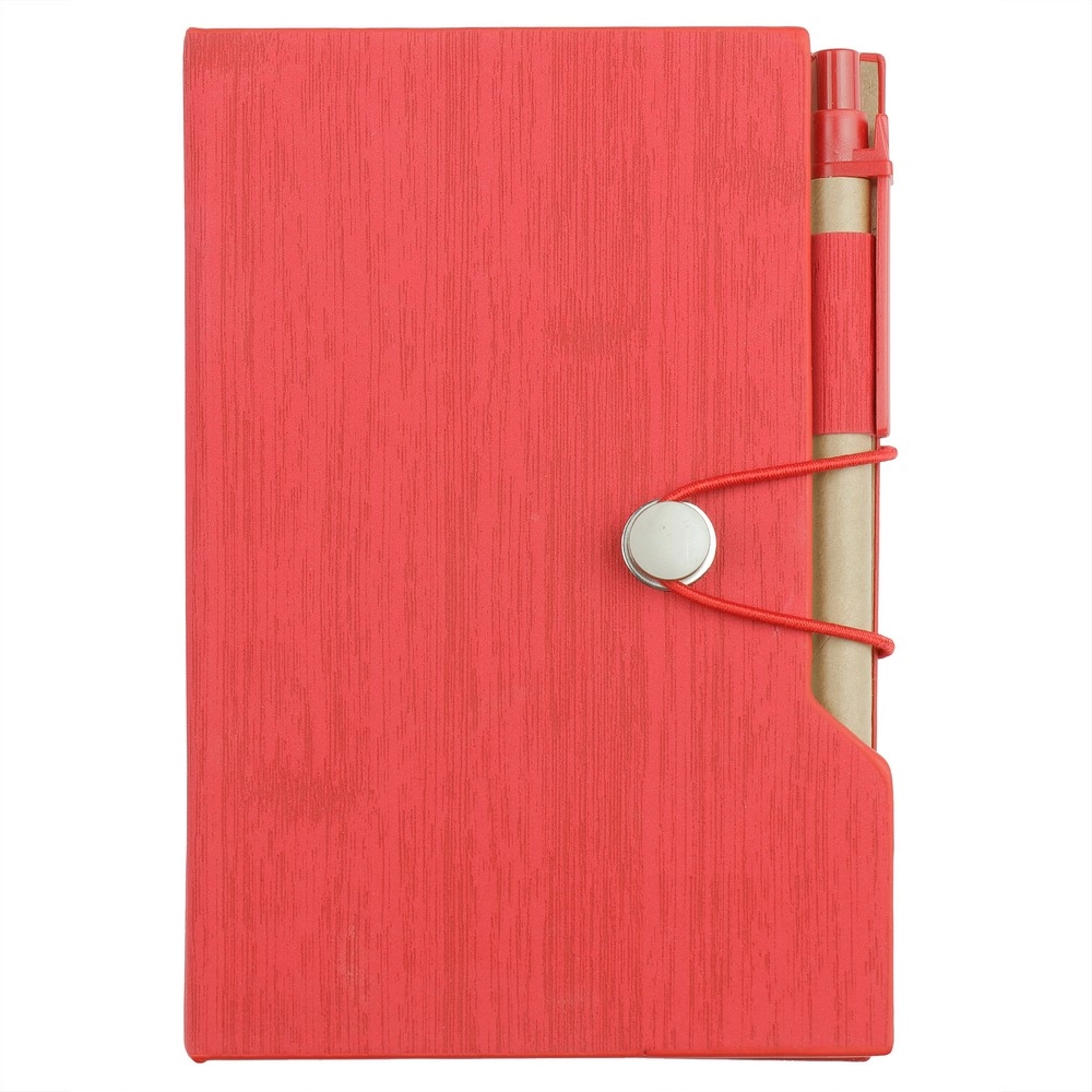 Zestaw do notatek, notatnik ok. A6, karteczki samoprzylepne, długopis V2945-05 czerwony