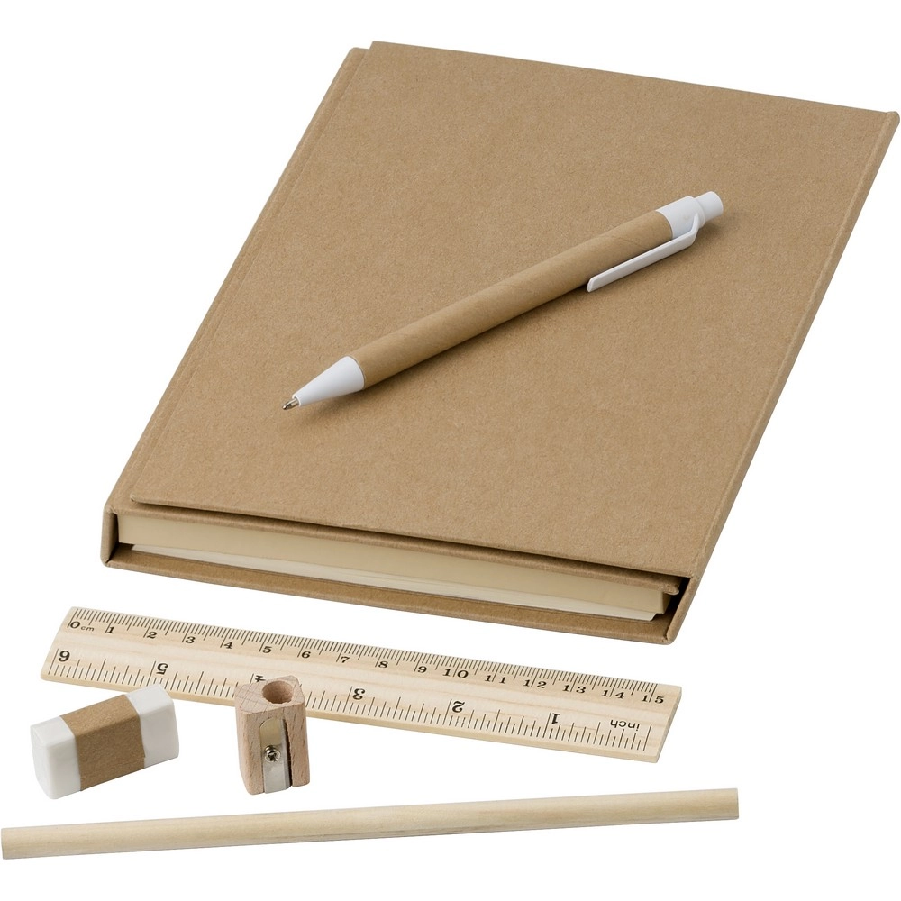 Teczka konferencyjna, notatnik, linijka, długopis, ołówki, temperówka, gumka do mazania, karteczki samoprzylepne V2948-16 brązowy