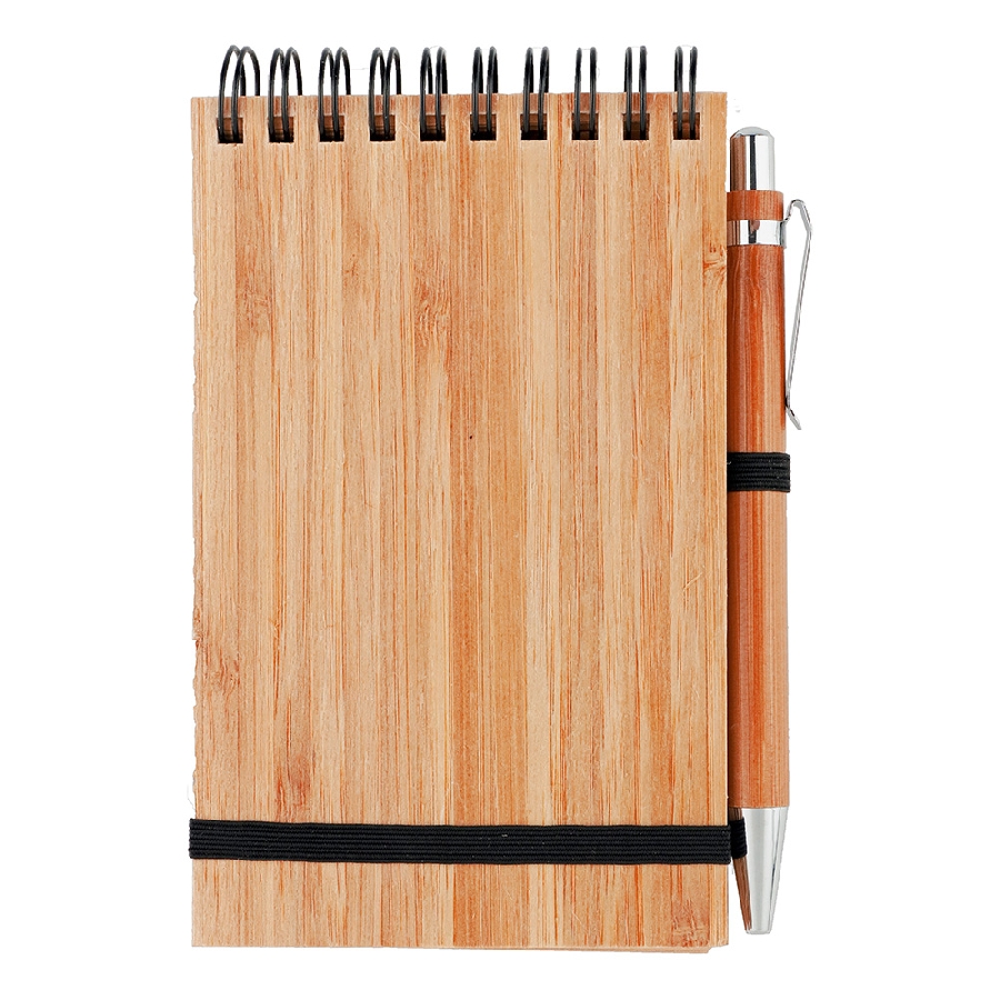 Bambusowy notatnik A6 z długopisem V2966-16 brązowy