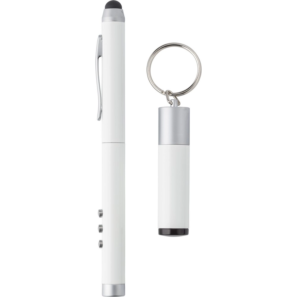 Wskaźnik laserowy, długopis, touch pen, odbiornik V3582-02 biały
