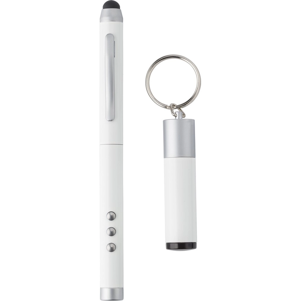 Wskaźnik laserowy, długopis, touch pen, odbiornik V3582-02 biały
