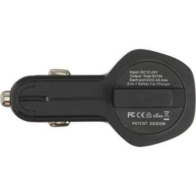 Ładowarka samochodowa USB, młotek bezpieczeństwa, przecinak do pasów bezpieczeństwa V3586-19 szary