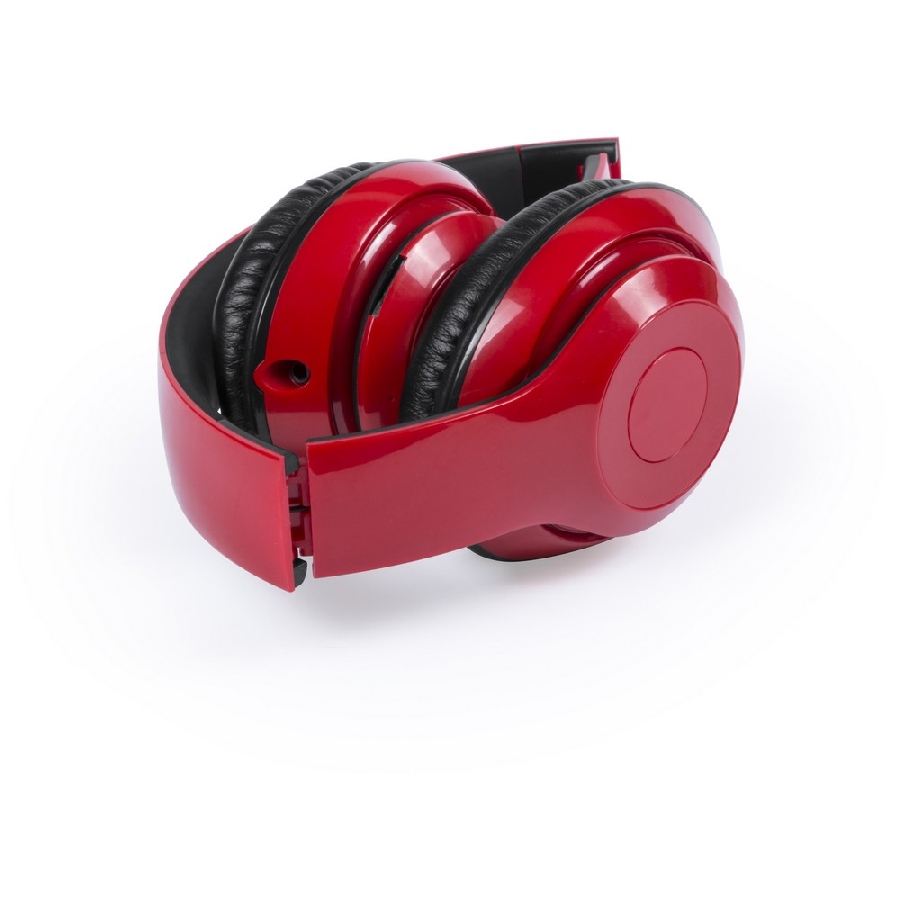 Składane bezprzewodowe słuchawki nauszne, radio V3802-05 czerwony