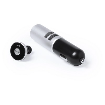 Ładowarka samochodowa USB, bezprzewodowa słuchawka douszna V3805-32 srebrny
