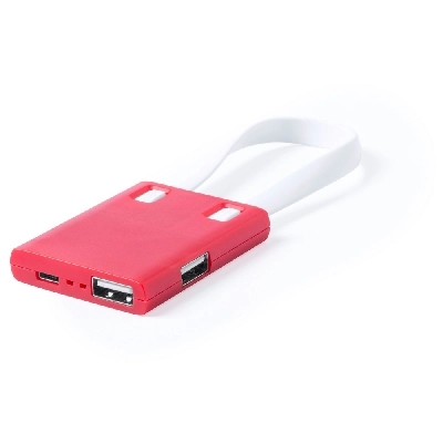 Hub USB 2.0, kabel do ładowania i synchronizacji V3865-05 czerwony