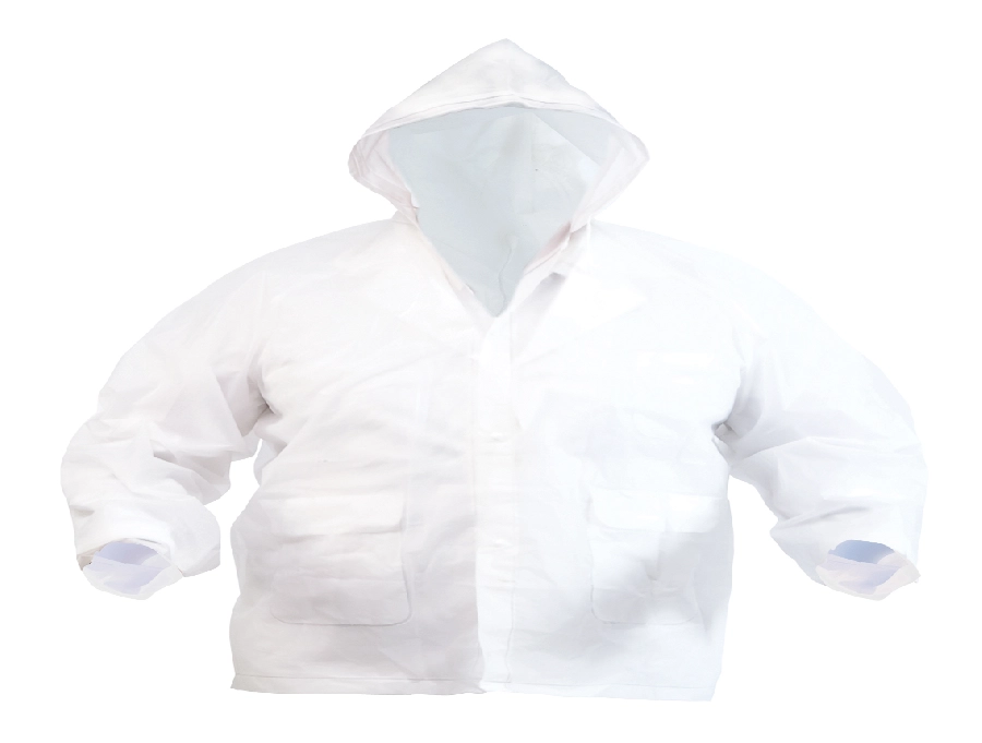 Płaszcz przeciwdeszczowy z kapturem V4755-02 biały