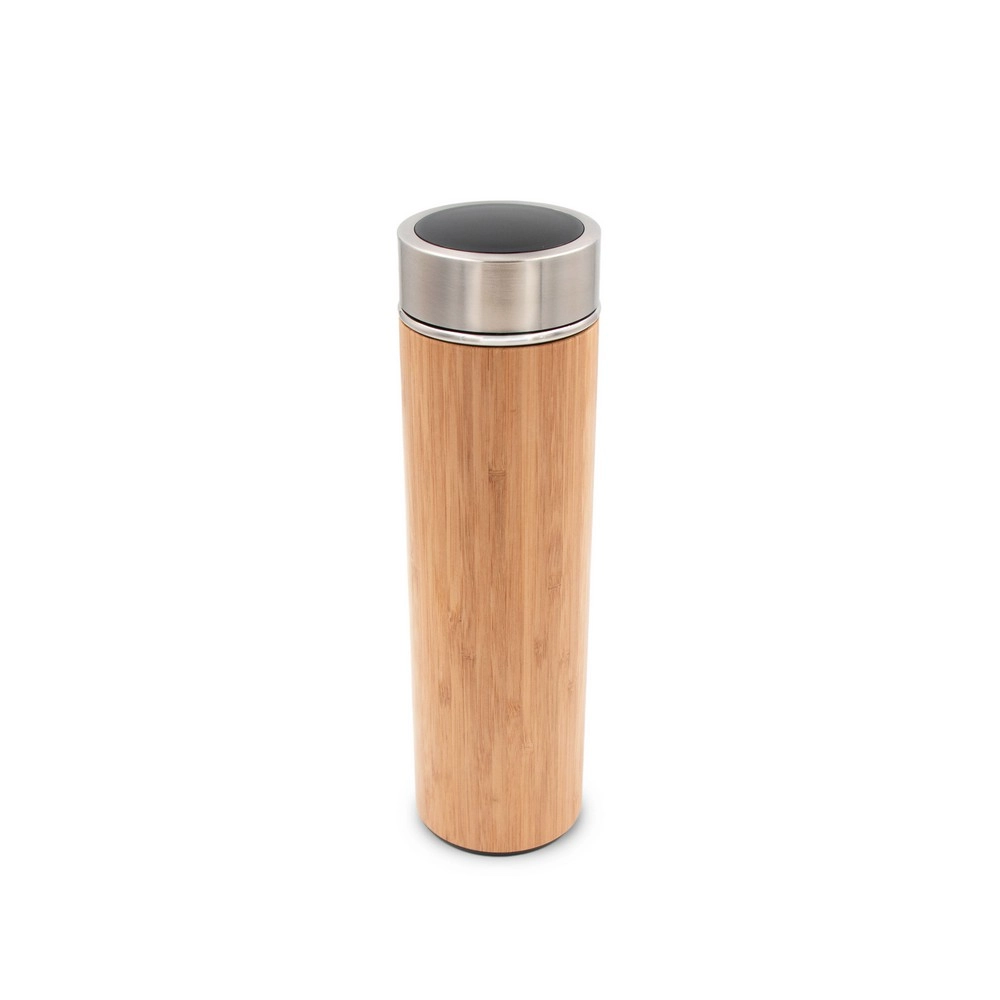 Bambusowy termos 500 ml, posiada sitko zatrzymujące fusy oraz dotykowy cyfrowy wyświetlacz temperatury napojów | Georgia V4871-17