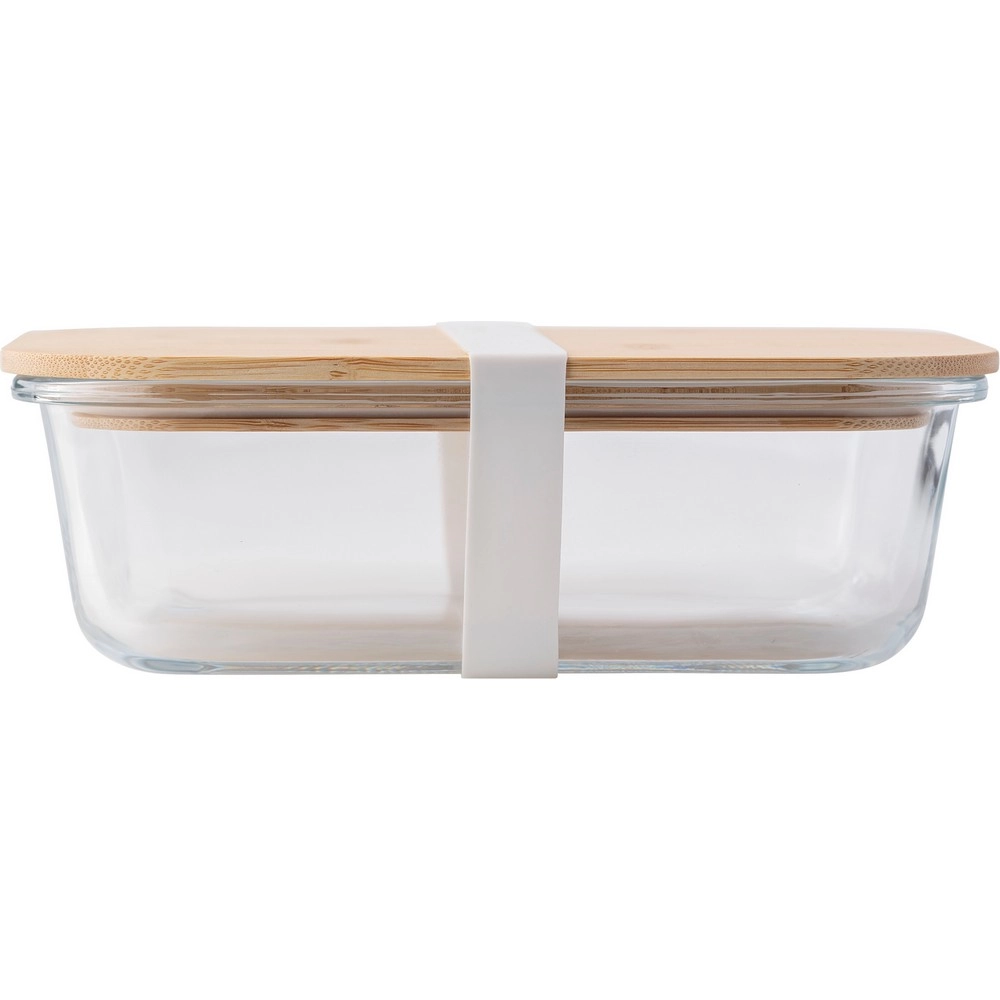 Szklane pudełko śniadaniowe 900 ml, bambusowe wieczko V4883-18