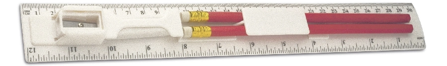 Linijka, 2 ołówki, temperówka, gumka V6125-02 biały