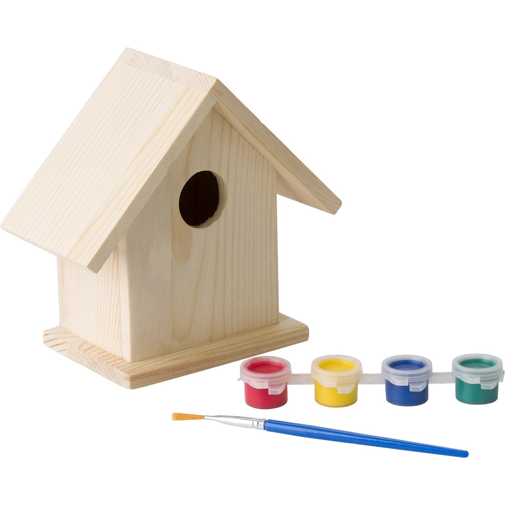 Domek dla ptaków do malowania, farbki i pędzelek V7347-17 drewno