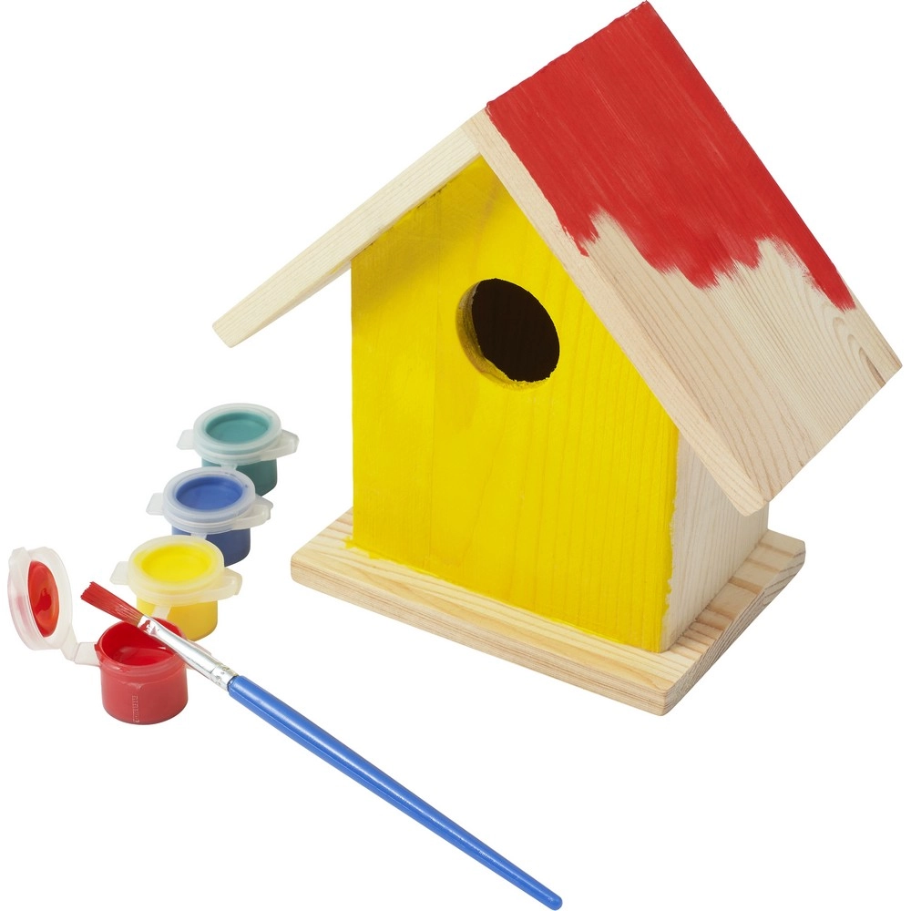 Domek dla ptaków do malowania, farbki i pędzelek V7347-17 drewno