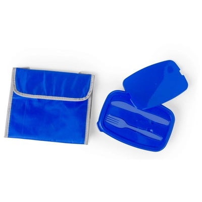 Torba termoizolacyjna, pudełko śniadaniowe 1 l, sztućce V7356-11 niebieski