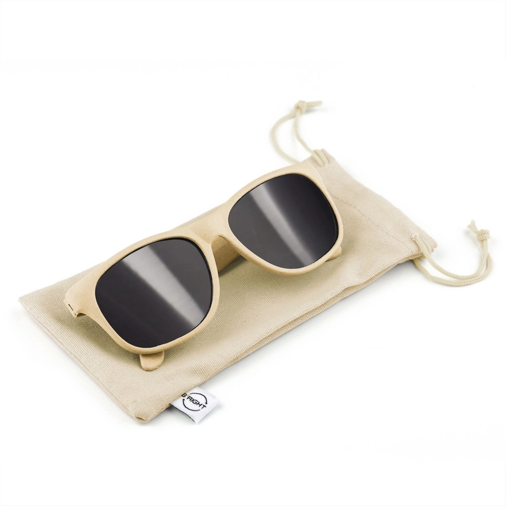 Okulary przeciwsłoneczne ze słomy pszenicznej B'RIGHT, bawełniane etui w komplecie | Adam V7375-00