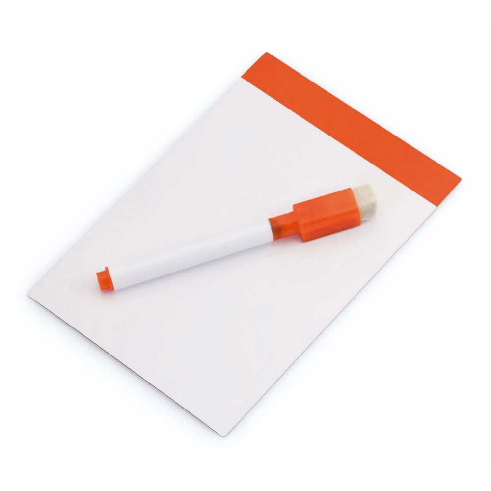 Tablica do pisania z magnesem na lodówkę, pisak, gumka V7560-07 pomarańczowy