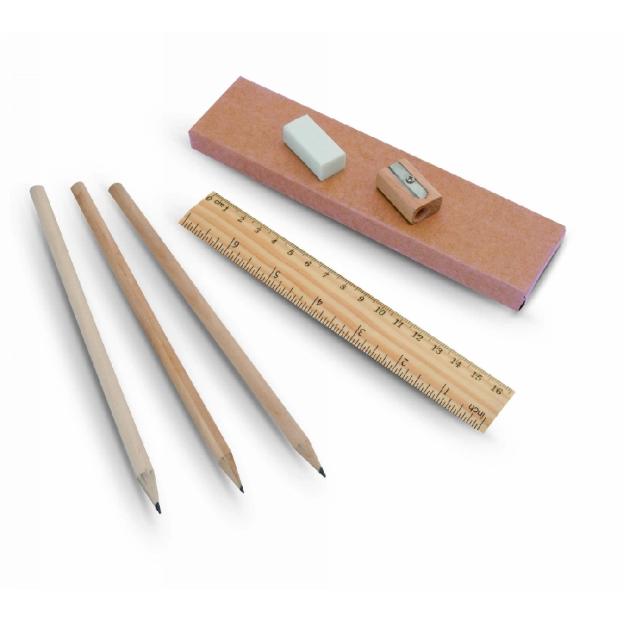Zestaw szkolny, piórnik, 3 ołówki, linijka, gumka i temperówka V7662-00 neutralny