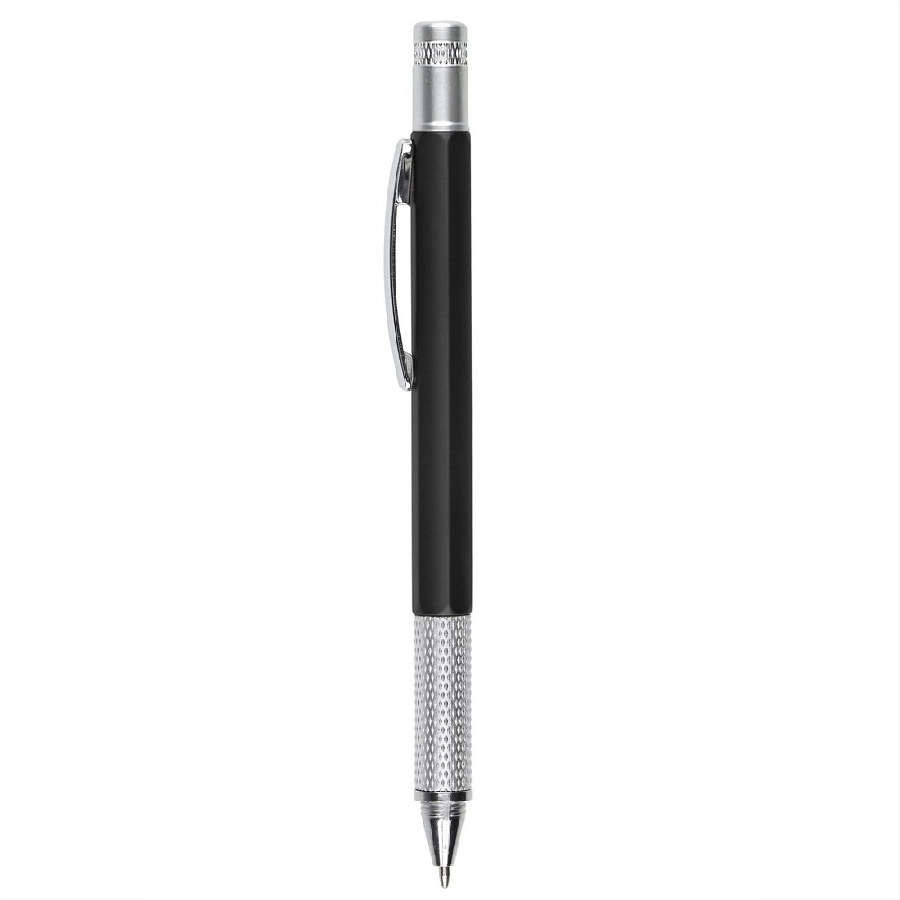 Długopis wielofunkcyjny, linijka, poziomica, śrubokręt V7799-03 czarny
