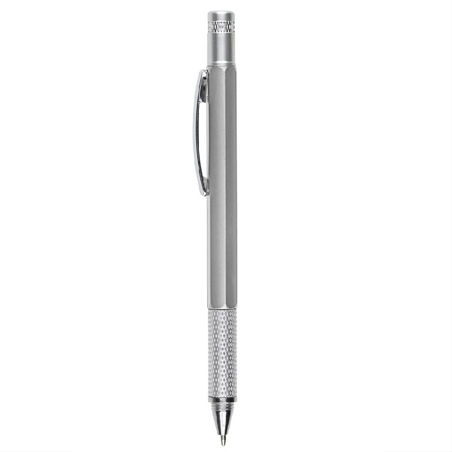 Długopis wielofunkcyjny, linijka, poziomica, śrubokręt V7799-32 srebrny
