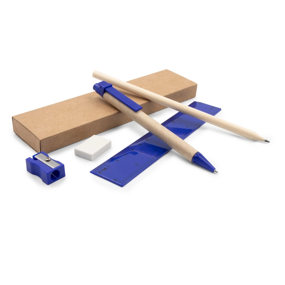 Zestaw szkolny, piórnik, ołówek, długopis, linijka, gumka i temperówka | Tobias V7869-04 granatowy